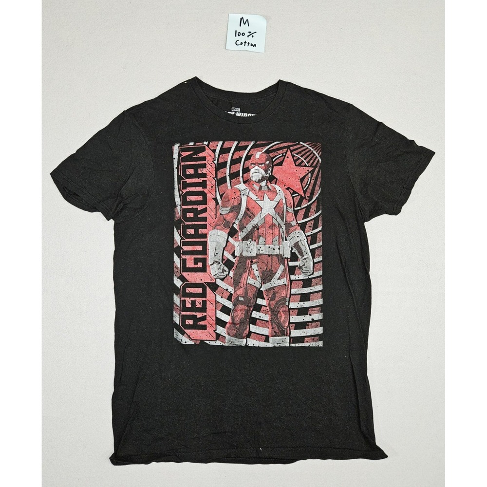 Marvel Black Widow Red Guardian T-Shirt Men's Medium Black Graphic Crew Neck Tee